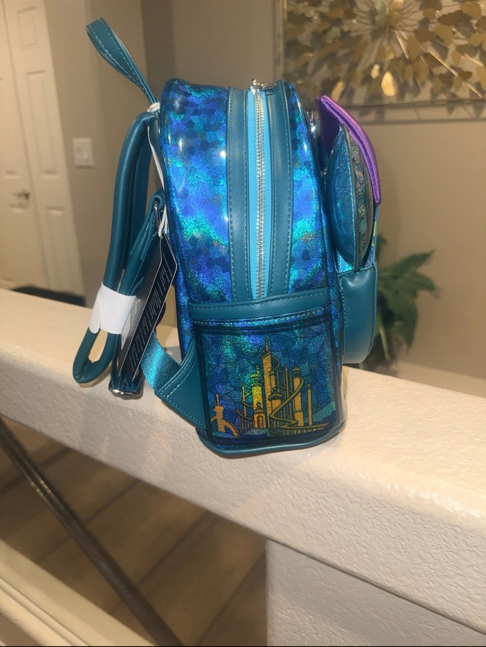 Ariel Stained Glass Loungefly Mini Backpack and Matching Ears NWT!!! - Picture 2 of 6